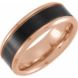 18kt Rose Gold Beveled Grooved Satin Band