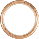 18K Rose Gold PVD & Black PVD Tungsten Beveled Stepped Edge Satin Band