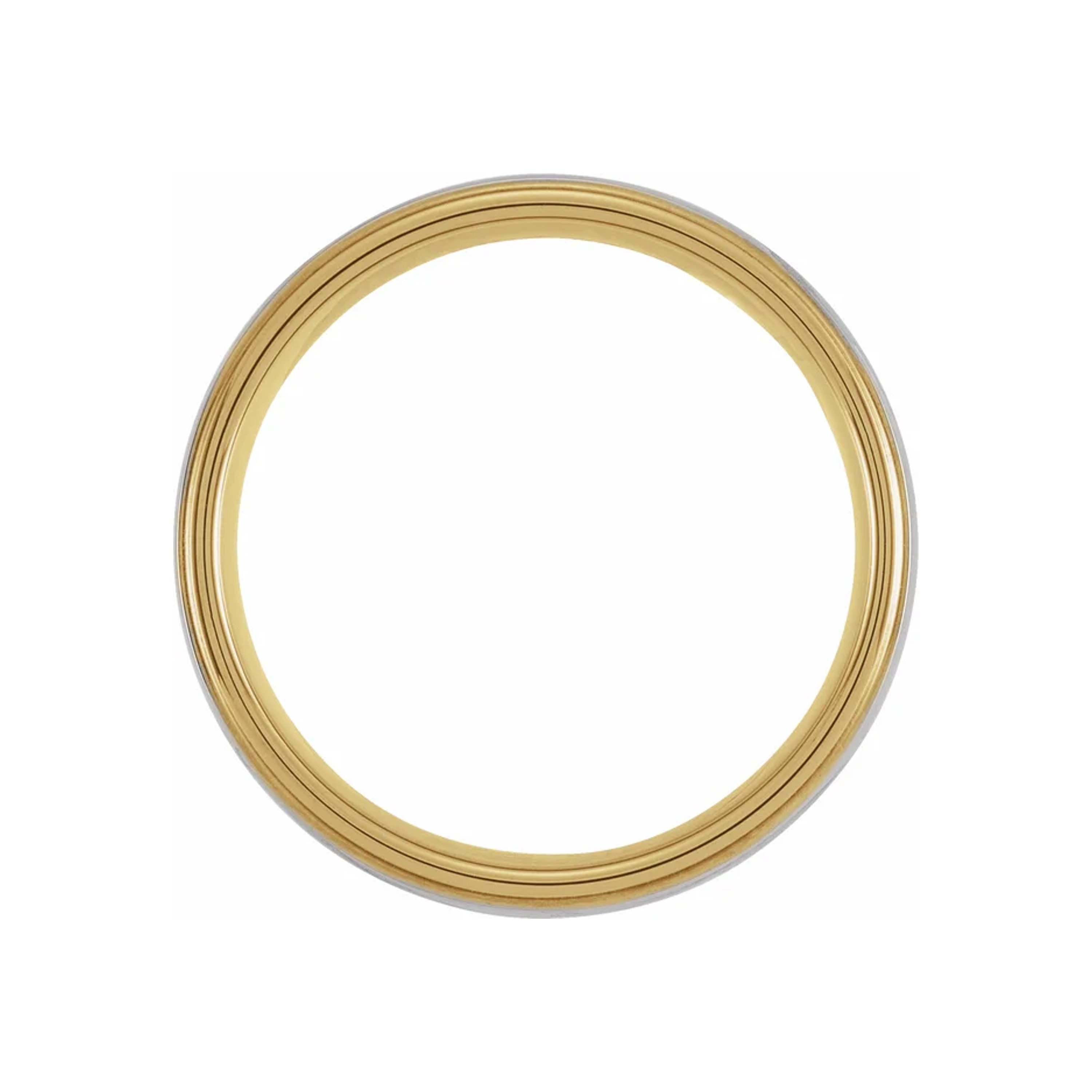 18K Yellow Gold PVD Tungsten Round Stepped Edge Band
