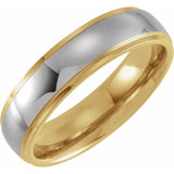 18K Yellow Gold PVD Tungsten Half Round Stepped Edge Band