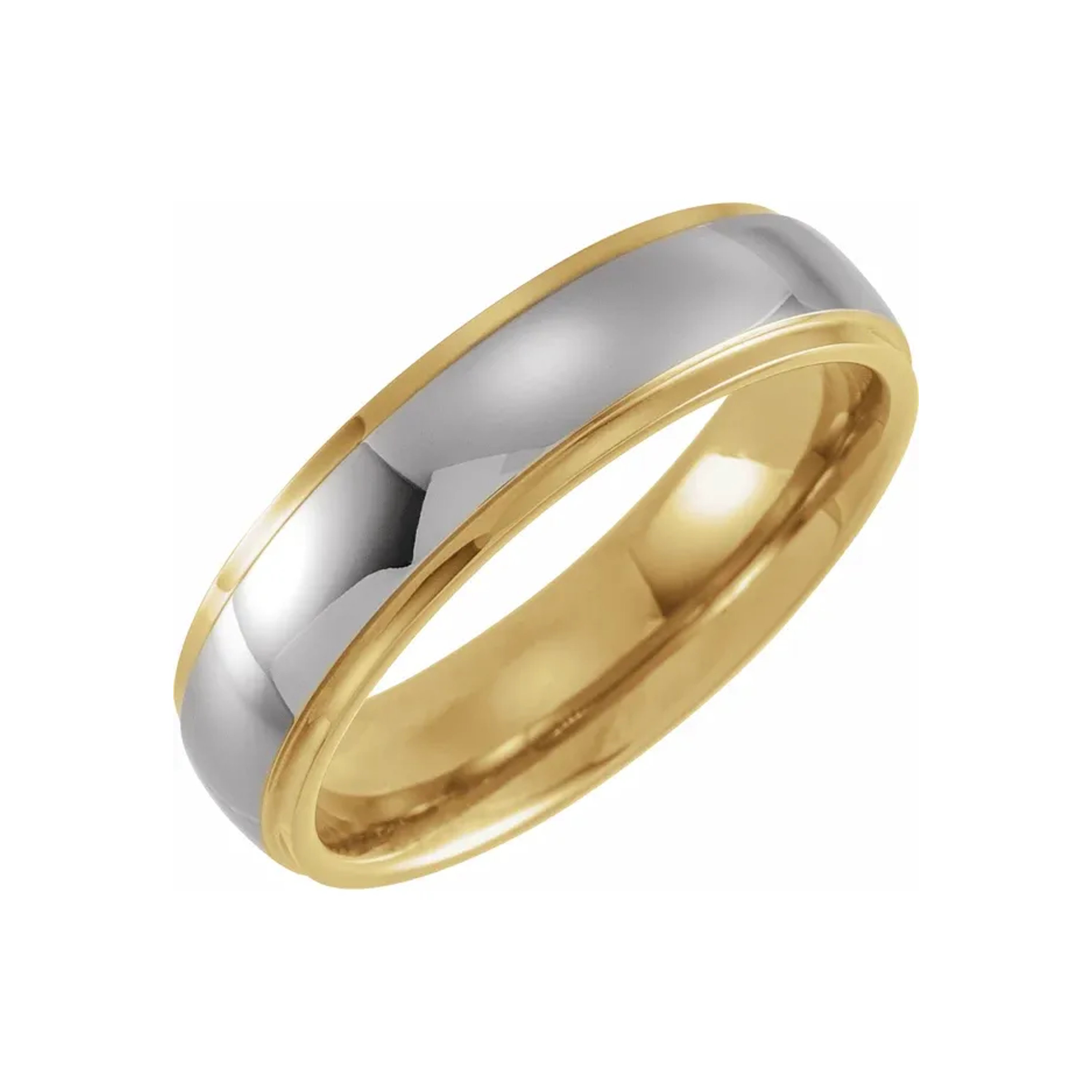 18K Yellow Gold PVD Tungsten Round Stepped Edge Band Main image