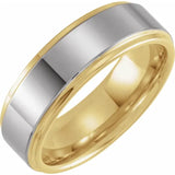 18K Yellow Gold PVD Tungsten Flat Stepped Edge Band