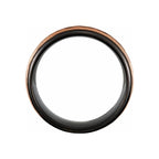 18kt Rose Gold PVD & Black PVD Tungsten Flat Stepped Edge Grooved Band