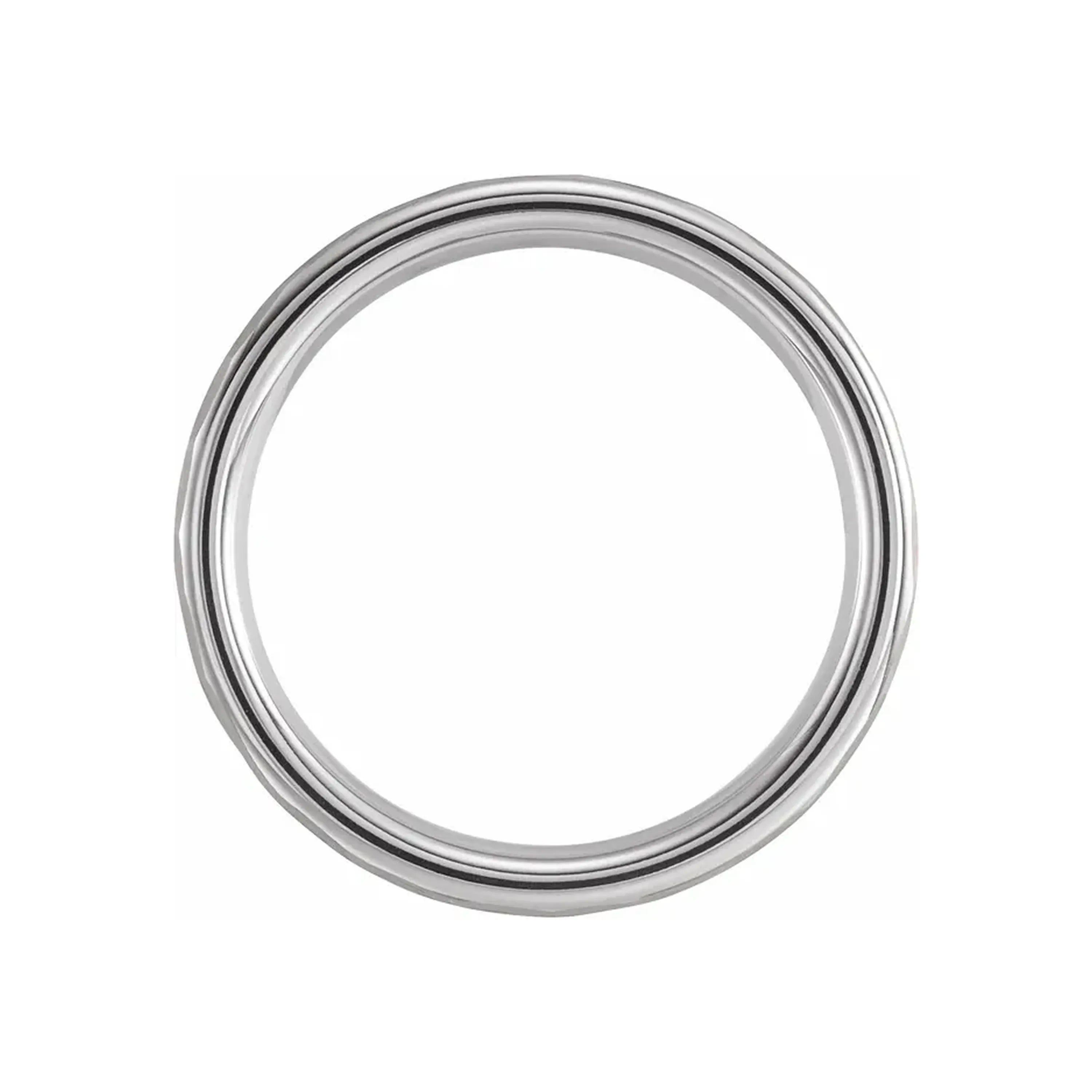 18K Rose Gold PVD Tungsten Flat Hammered Band