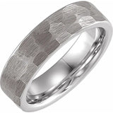 18K Rose Gold PVD Tungsten Flat Hammered Band