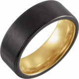 18K PVD & Black PVD Tungsten  Flat Band with Satin Finish