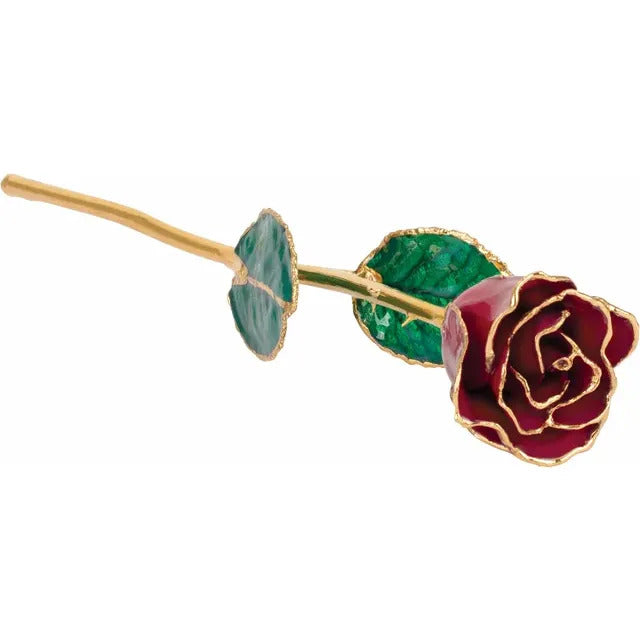 24K Garnet Colored Rose with Gold Trim Imagen principal del producto