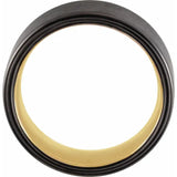 18K PVD & Black PVD Tungsten  Flat Band with Satin Finish