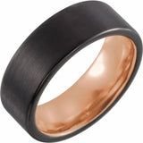 18K PVD & Black PVD Tungsten  Flat Band with Satin Finish