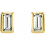 Straight Baguette Bezel-Set Stud Earrings
