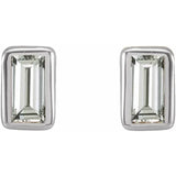 Straight Baguette Bezel-Set Stud Earrings