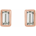 Straight Baguette Bezel-Set Stud Earrings