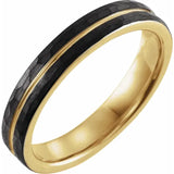 18K Yellow Gold PVD & Black PVD Tungsten Grooved Hammered Band