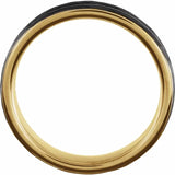 18K Yellow Gold PVD & Black PVD Tungsten Grooved Hammered Band