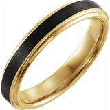 18K Yellow Gold PVD & Black PVD Tungsten Flat Stepped Edge Band