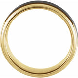 18K Yellow Gold PVD & Black PVD Tungsten Flat Stepped Edge Band