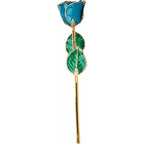 24K Blue Zircon Colored Rose with Gold Trim