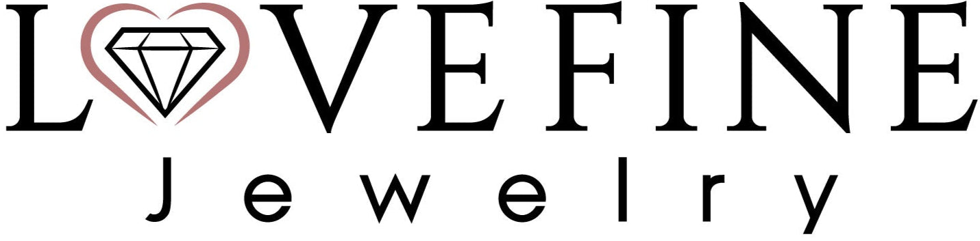 LOVEFINE Jewelry logo with a heart and diamond icon on a white background