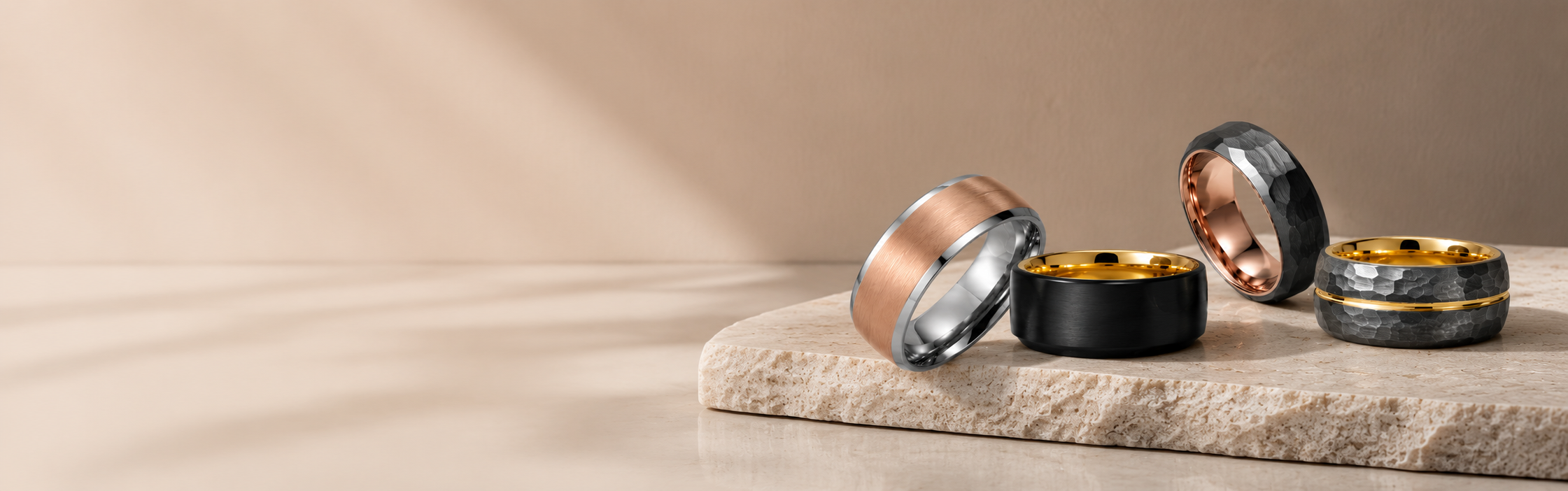 18K Gold Tungsten Rings