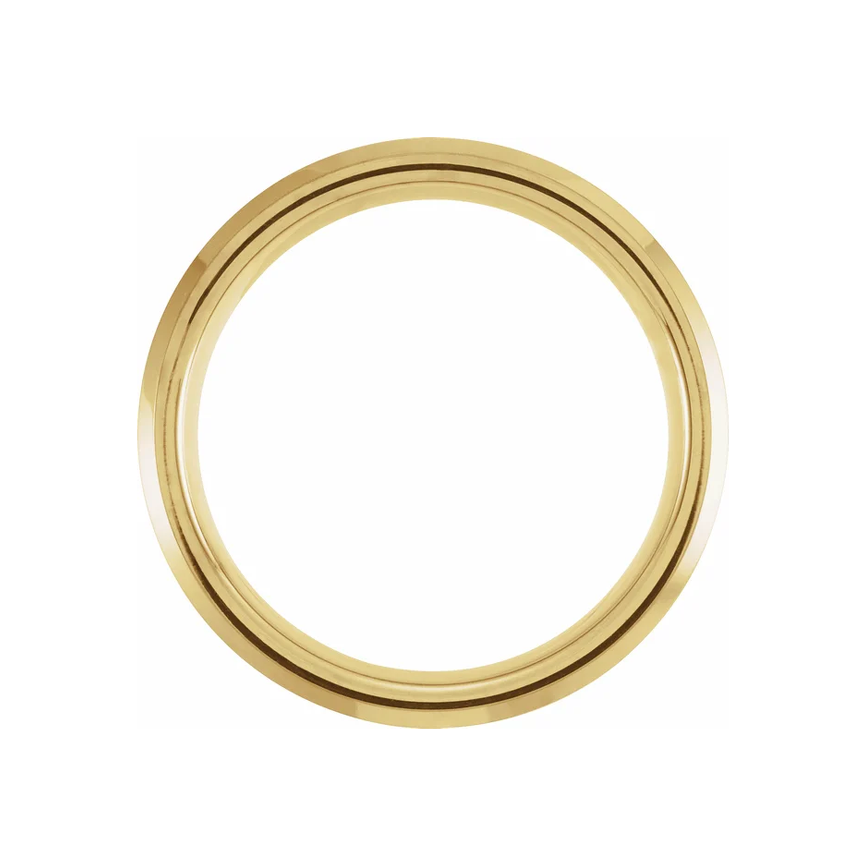 18K Yellow Gold PVD Tungsten Beveled Band with Walnut Wood Inlay