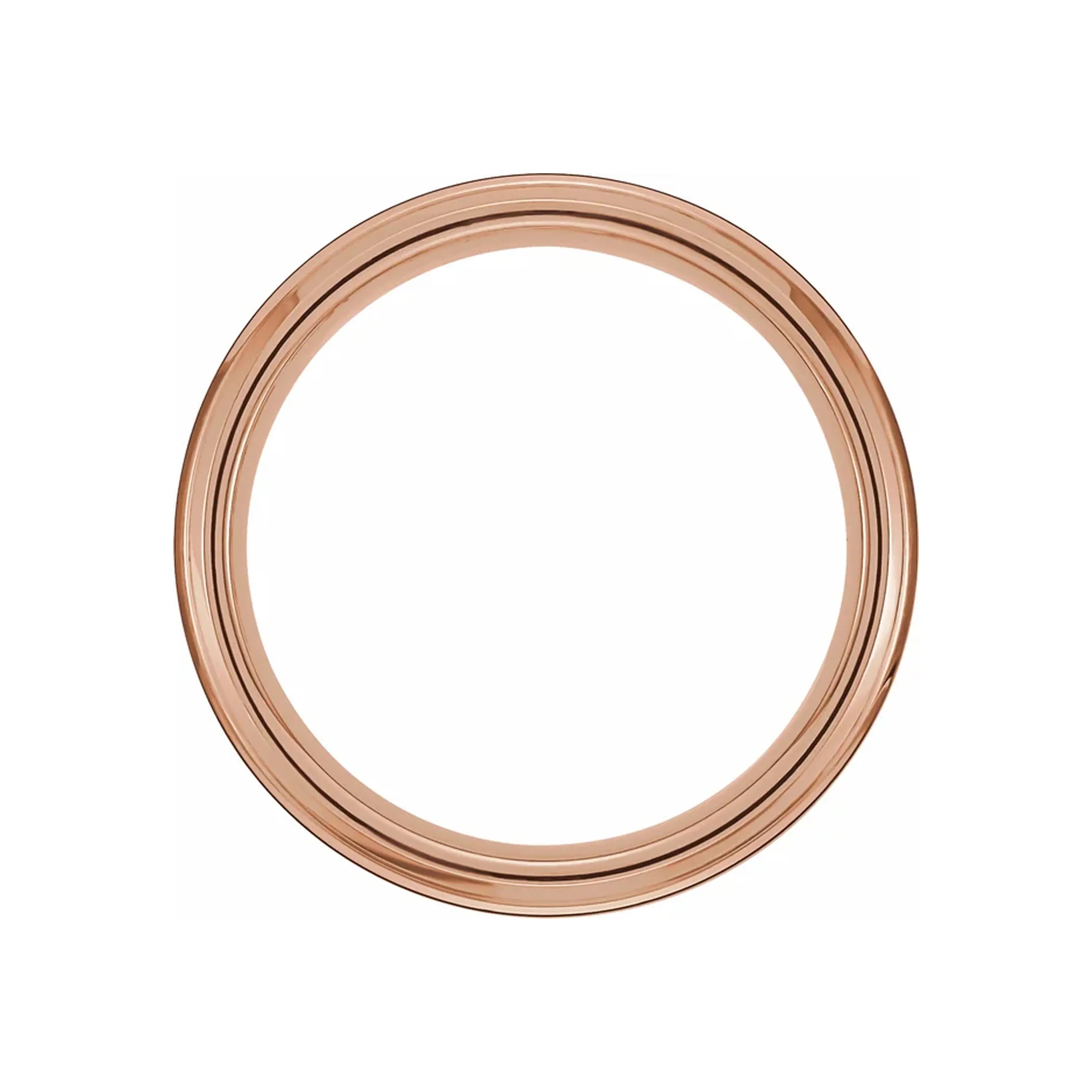 18K Rose Gold PVD & Black PVD Tungsten Beveled Stepped Edge Satin Band
