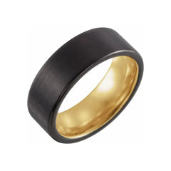 18K PVD & Black PVD Tungsten  Flat Band with Satin Finish