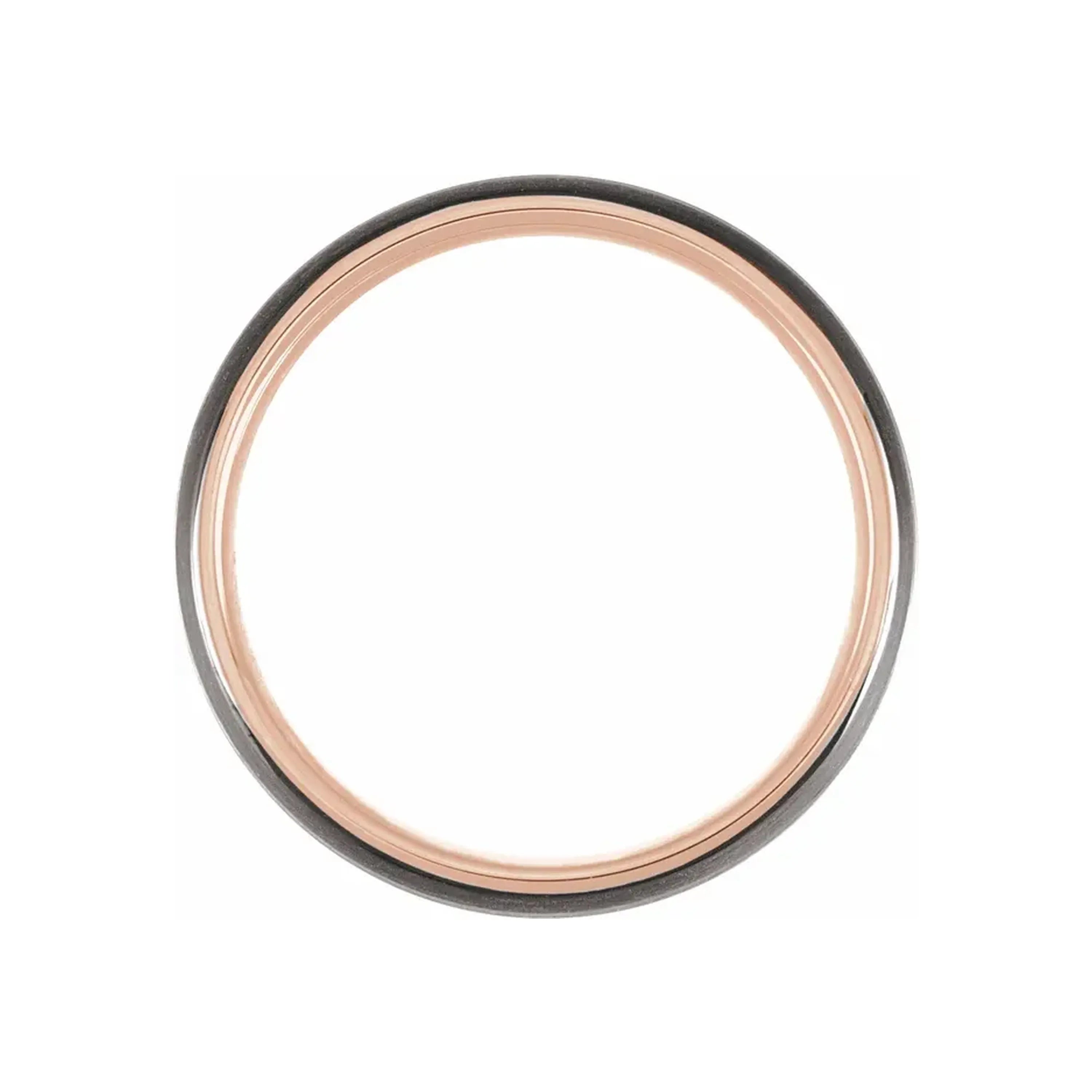 18K Rose Gold PVD & Black PVD Tungsten 5 mm Grooved Band Size 11