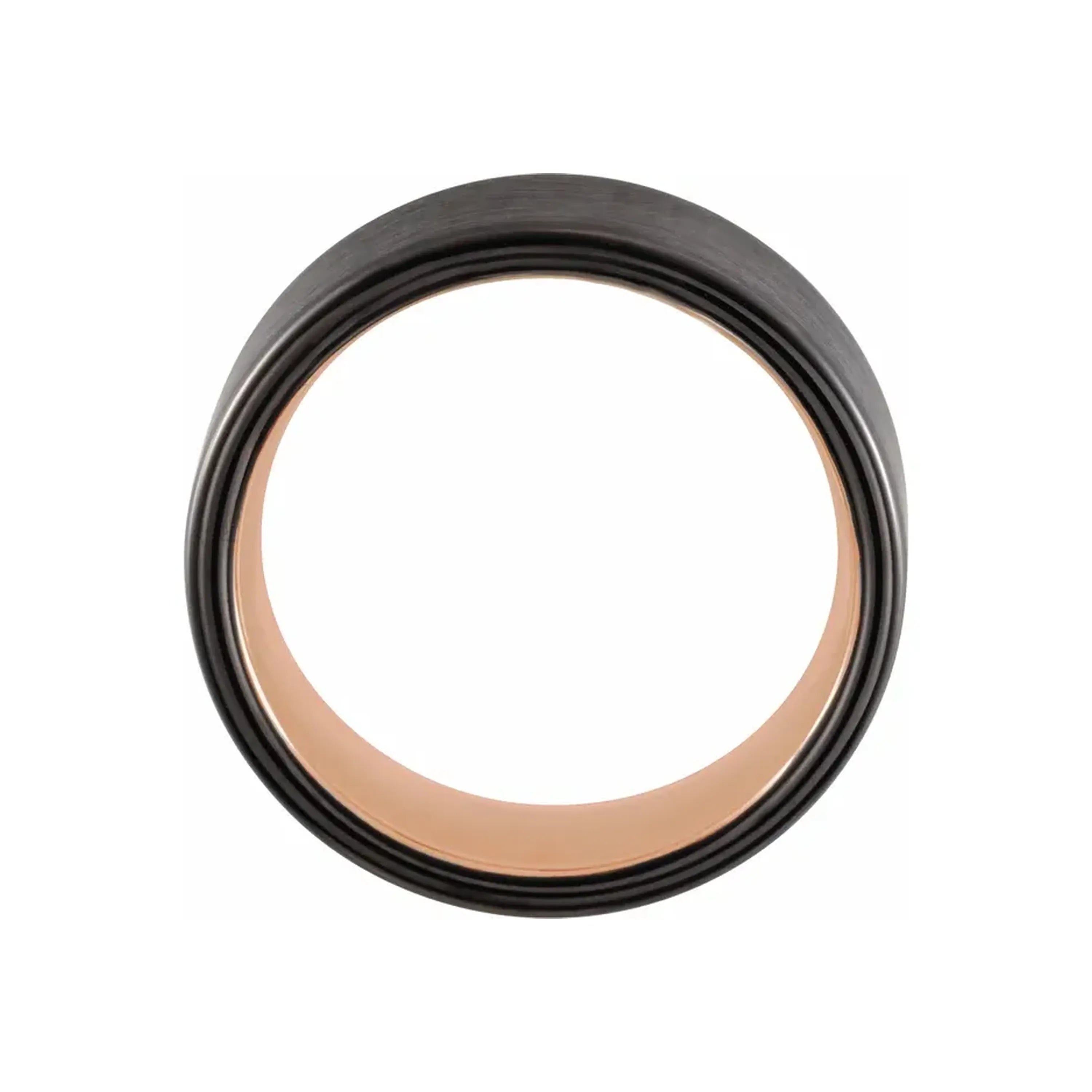 18K PVD & Black PVD Tungsten  Flat Band with Satin Finish