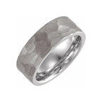 18K Gold PVD Tungsten Flat Hammered Band