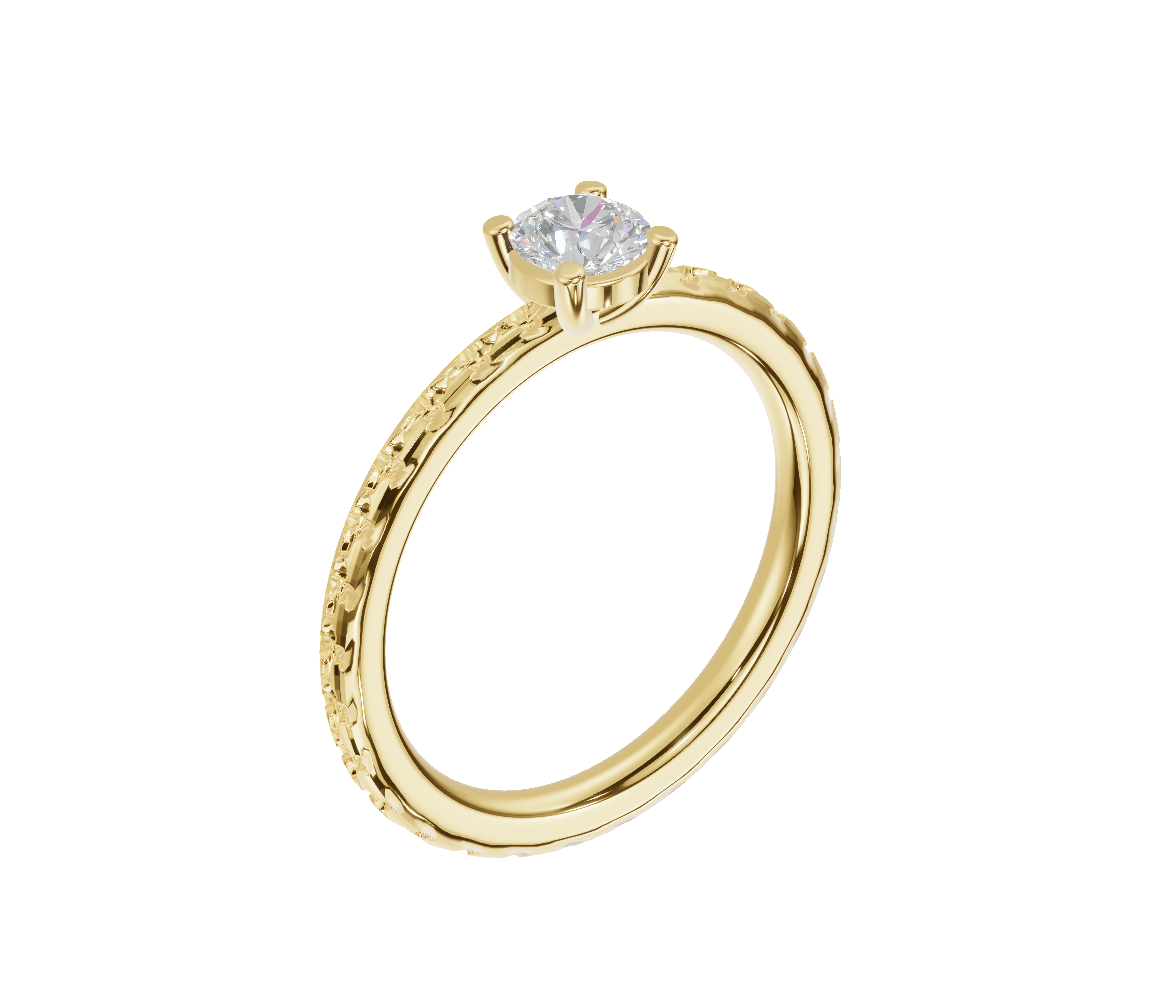 Fleur-de-lis Engraved Solitaire
